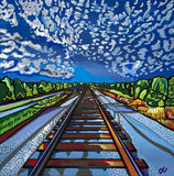 trains tracks painting donna colbourn