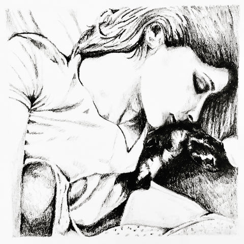 pencil drawing dog girl Donna Colbourn