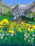 mountains switzerland flowers cabin bunny 