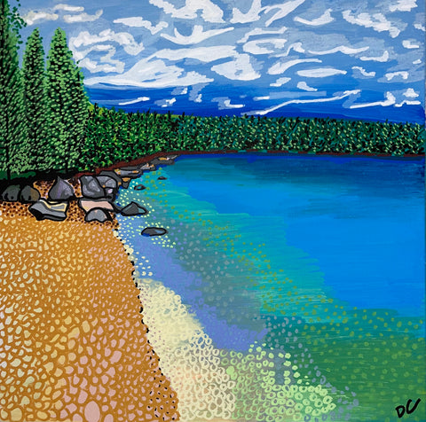 lake huron ontario cottage country trees painting pebbles Donna Colbourn
