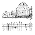 Barn Original Ink Drawing Farmland Barn Trees